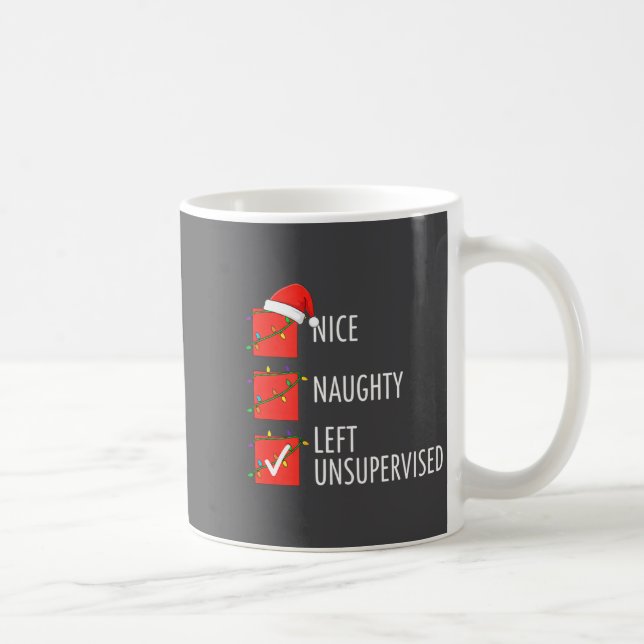 Christmas Nice Naughty Left Unsupervised Naughty O Kaffemugg (Höger)
