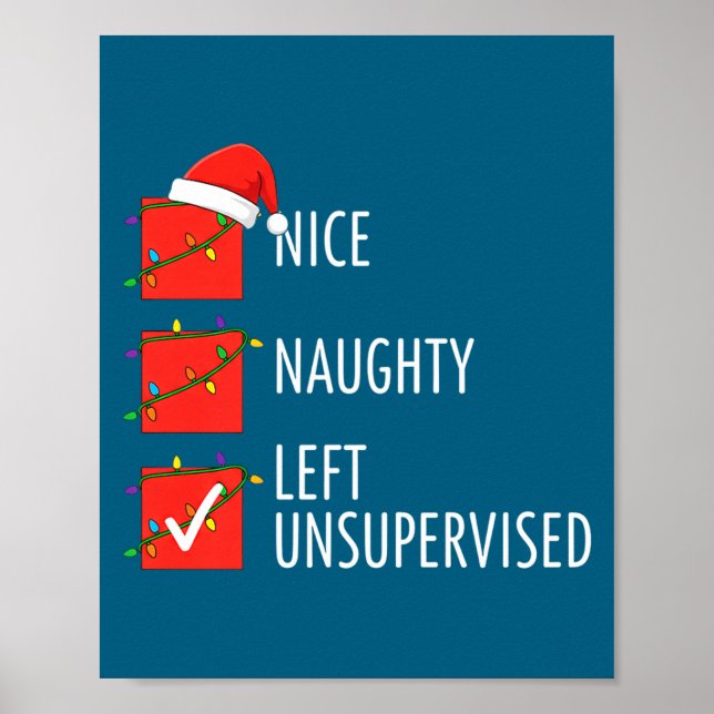 Christmas Nice Naughty Left Unsupervised Naughty O Poster (Framsidan)