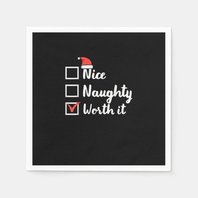Christmas Nice Naughty Worth It Funny  Pappersservett (Framsidan)