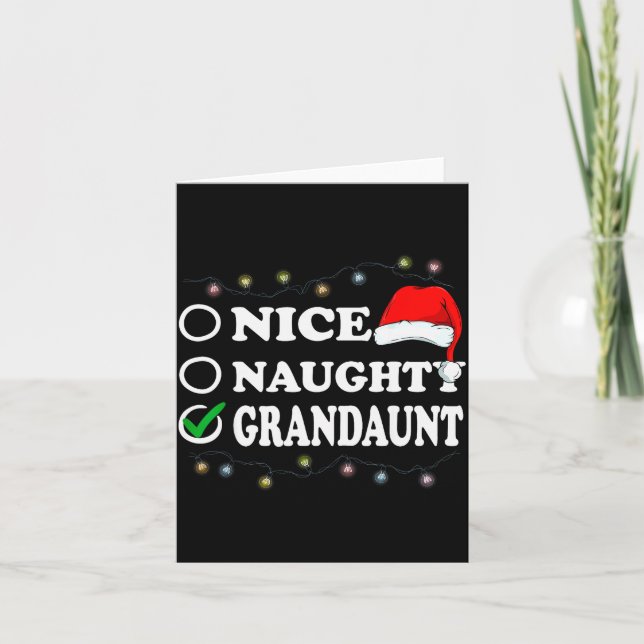 Christmas Nice Or Naughty Or Grandaunt Pajama  Kort (Framsida)