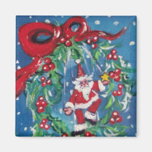 CHRISTMAS NIGHT KRONA MED RED RIBBON MAGNET
