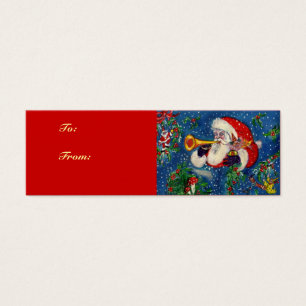 CHRISTMAS NIGHT/SANTA BUGLER LITET VISITKORT