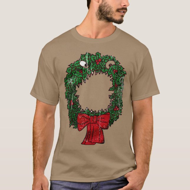 Christmas Nightmare Wreath Funny T Shirt (Framsida)