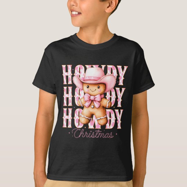 Christmas Nk Gingerbread Cowboy Cowgirl Howdy West T Shirt (Framsida)