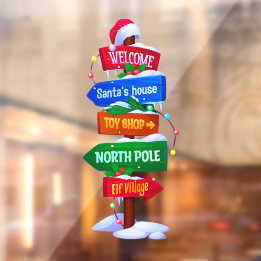Christmas North Pole Sign Board Window Cling