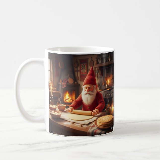 Christmas Norwegian Nisse Making Lefse, Mug Kaffemugg (Vänster)