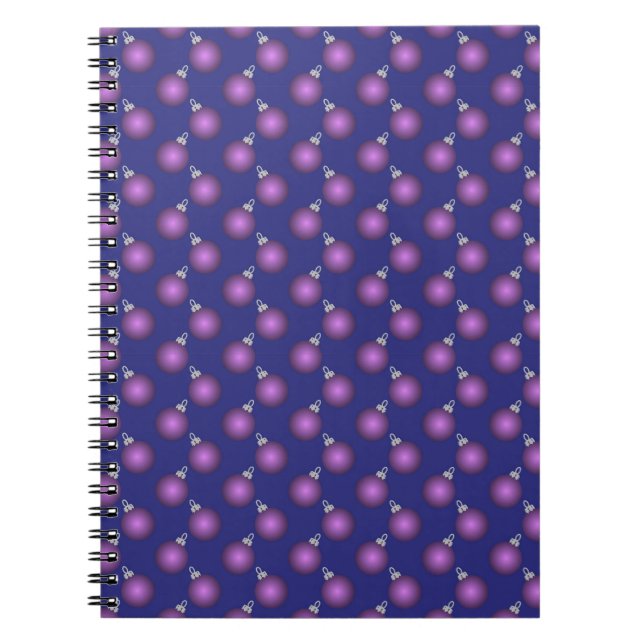 Christmas Notebook with Purple Baubles Anteckningsbok (Framsidan)
