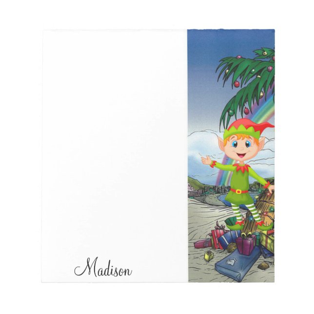 Christmas Notepad Elf Beach Anteckningsblock (Framsida)