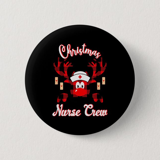 Christmas Nurse Crew - A Reindeer Nurse Buffalo Pl Knapp (Framsida)