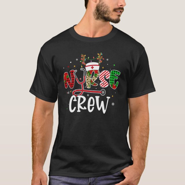 Christmas Nurse Crew  Reindeer Nursing Xmas Party  T Shirt (Framsida)