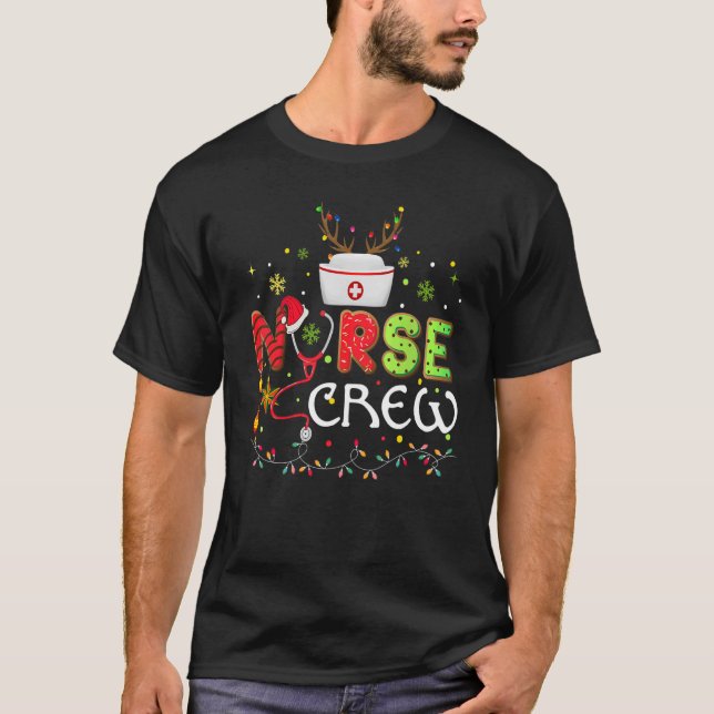 Christmas Nurse Crew   Reindeer Nursing Xmas Party T Shirt (Framsida)
