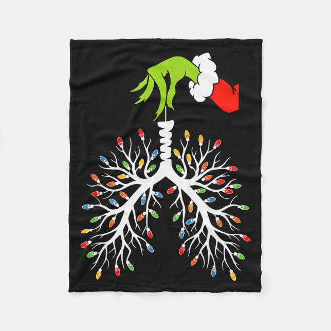 Christmas Nurse Lung Xmas Lights Funny Pulmonologi Fleecefilt (Framsidan)