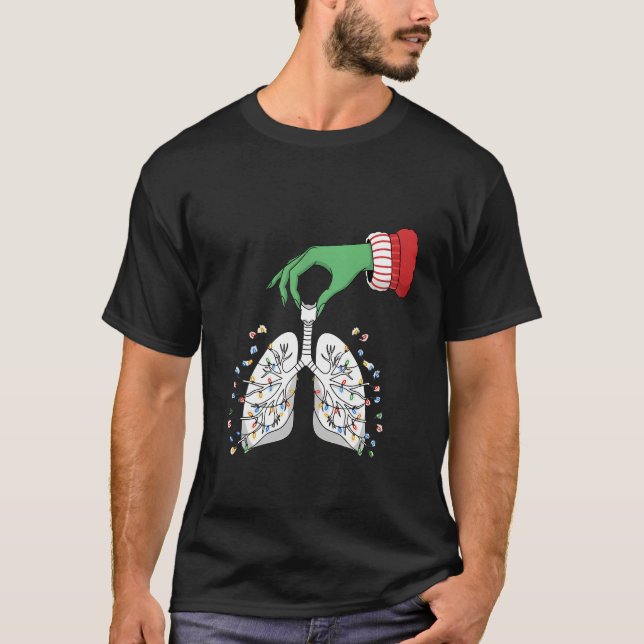 Christmas Nurse Respiratory Therapist Lung Tree  T Shirt (Framsida)