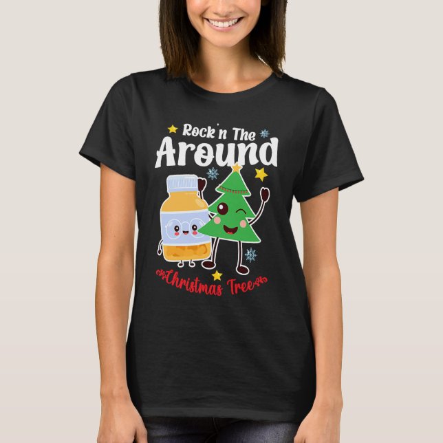 Christmas Nurse Roc'n Around The Christmas Tree NI T Shirt (Framsida)