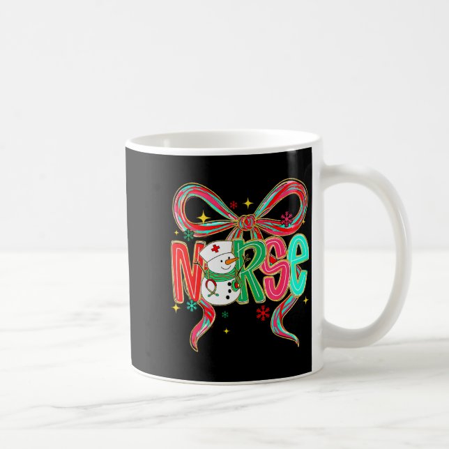 Christmas Nurse Snowman Xmas Pajamas Rn Icu Nicu E Kaffemugg (Höger)