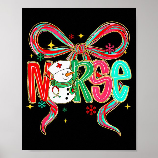Christmas Nurse Snowman Xmas Pajamas Rn Icu Nicu E Poster (Framsidan)