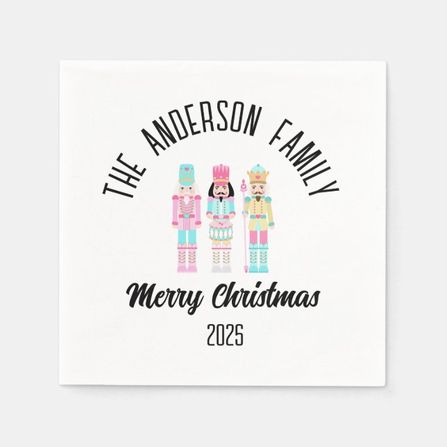 Christmas Nutcracker Pastel Personalized Name Pappersservett (Framsidan)