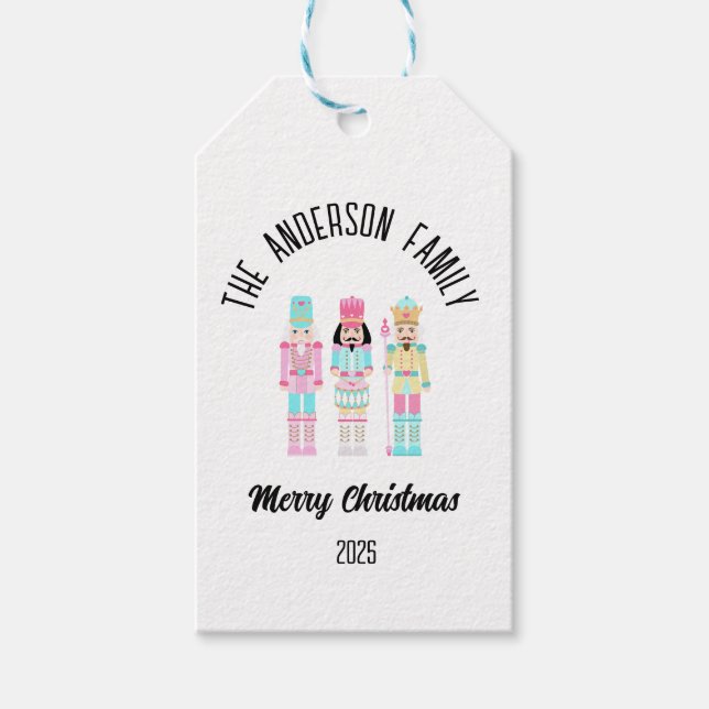 Christmas Nutcracker Pastel Personalized Name Presentetikett (Framsidan)