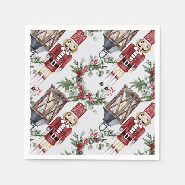 Christmas nutcrackers and lanterns pappersservett (Framsidan)
