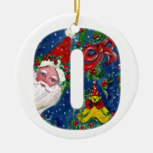 CHRISTMAS O BREV / JULTOMTEN MED RED RIBBON JULGRANSPRYDNAD KERAMIK