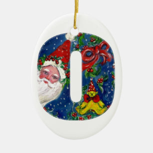CHRISTMAS O BREV / JULTOMTEN MED RED RIBBON JULGRANSPRYDNAD KERAMIK