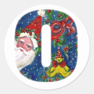 CHRISTMAS O BREV / JULTOMTEN MED RED RIBBON RUNT KLISTERMÄRKE