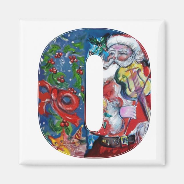 CHRISTMAS O BREV / SANTA MED VIOLIN MONOGRAM MAGNET (Framsidan)