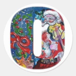 CHRISTMAS O BREV / SANTA MED VIOLIN MONOGRAM RUNT KLISTERMÄRKE