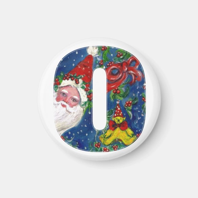 CHRISTMAS O BREV / SANTA RED RIBBON MONOGRAM MAGNET (Framsidan)