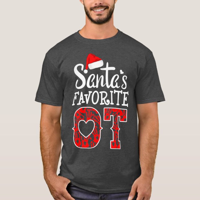 Christmas Occupational Therapy crew Santas T Shirt (Framsida)