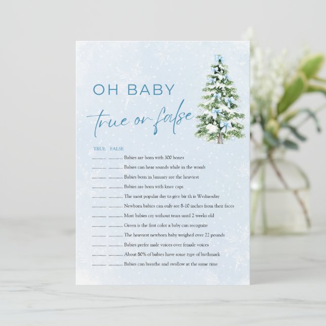Christmas Oh Baby True or False Baby Shower Game Inbjudningar (Stående Fram)