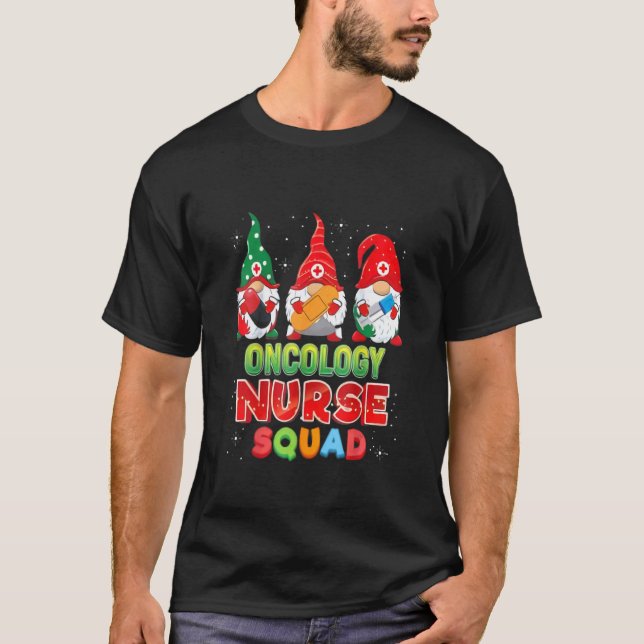 Christmas Oncology Nurse squad  Christmas Gnome T Shirt (Framsida)