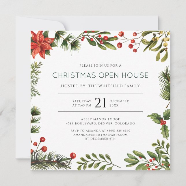Christmas Open House Party Invitation (Framsida)