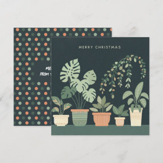 Christmas Orange Green Potted Plants Julkort