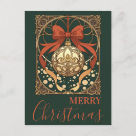 Christmas Ornament Red And Beige Art Nouveau Helg Vykort