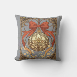 Christmas Ornament Red And Beige Art Nouveau Kudde