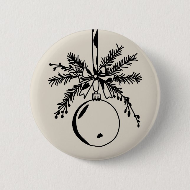Christmas ornament with bow and pine branch knapp (Framsida)