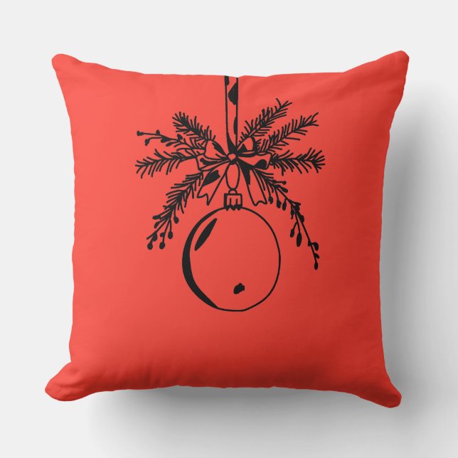 Christmas ornament with bow and pine branch kudde (Framsida)