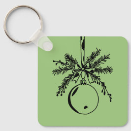 Christmas ornament with bow and pine branch nyckelring