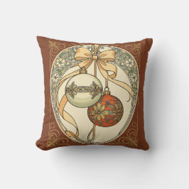 Christmas Ornaments Beige and Red Art Nouveau Kudde