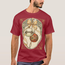 Christmas Ornaments Beige and Red Art Nouveau T Shirt