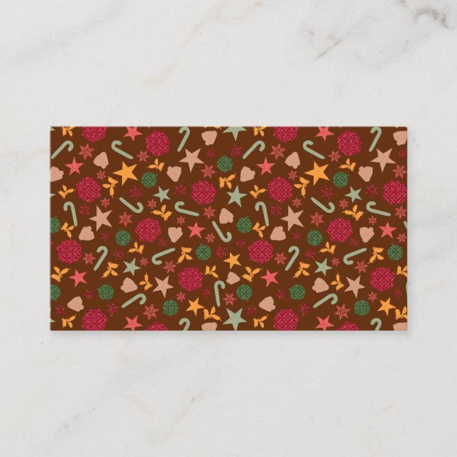 Christmas Ornaments Brown Background Visitkort (Framsida)