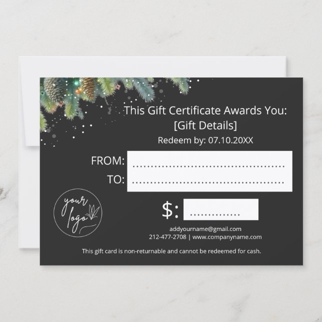 Christmas Ornaments Logo Gift Certificate (Baksida)