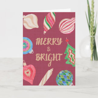 Christmas ornaments merry & bright Christmas card Kort