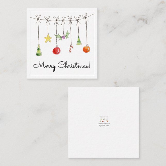 Christmas Ornaments On A String Anteckningskort (Fram/baksida)