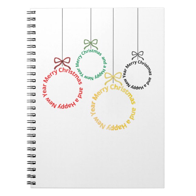 Christmas Ornaments Text Design Anteckningsbok (Framsidan)