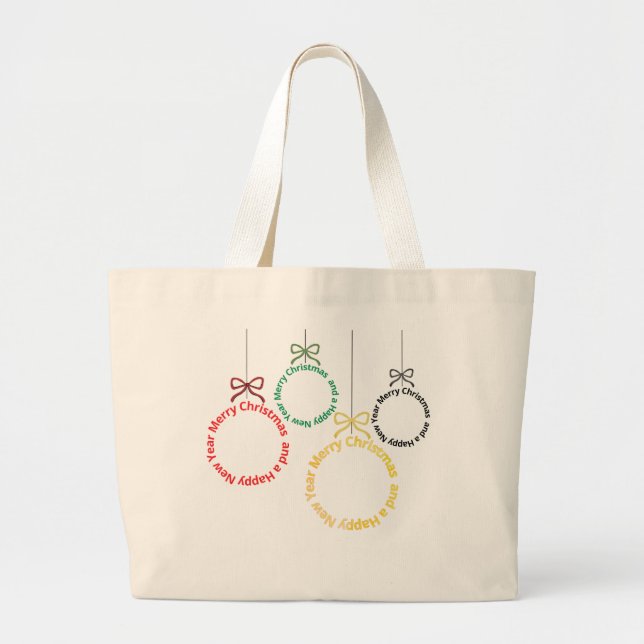 Christmas Ornaments Text Design Jumbo Tygkasse (Framsidan)
