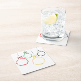 Christmas Ornaments Text Design Underlägg Papper Kvadrat