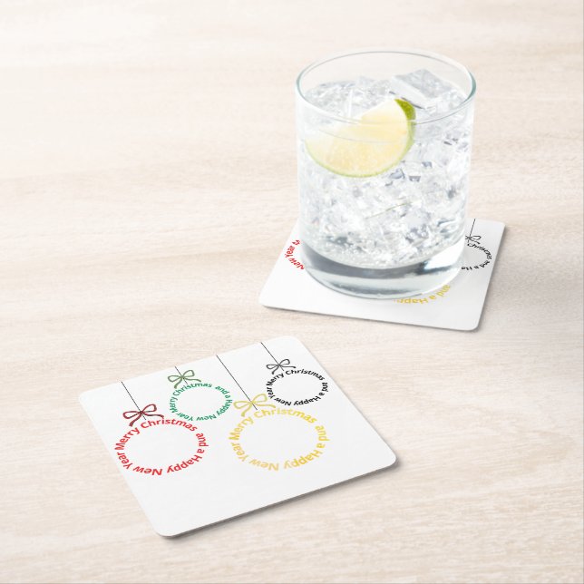 Christmas Ornaments Text Design Underlägg Papper Kvadrat (Insitu)