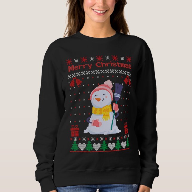 Christmas outfit  snowman waiting with broom t shirt (Framsida)